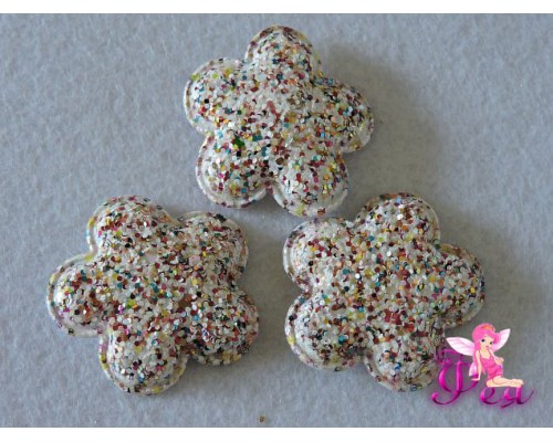 Патч 3D , россыпь пайеток " цветок" 4 см, белый розовый