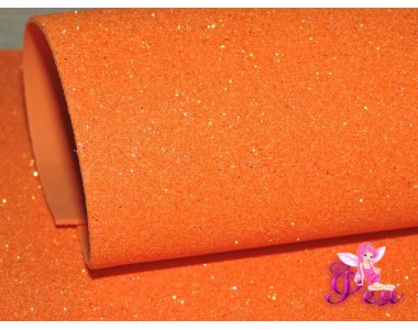 Фоамиран глиттерный, перламутровый 2мм, цв. ярко-оранжевый - 1 лист.