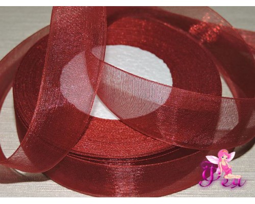 Лента органза  25 мм, цв.  бордовый - 1м