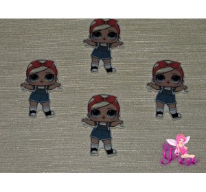 Кабошон-вырубка  38*26 мм, Лол в красной солохе  (пластик)  - 1шт