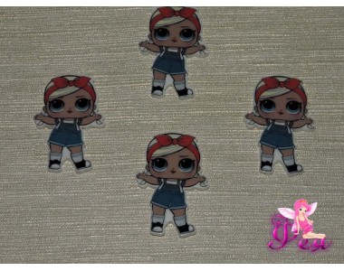 Кабошон-вырубка  38*26 мм, Лол в красной солохе  (пластик)  - 1шт