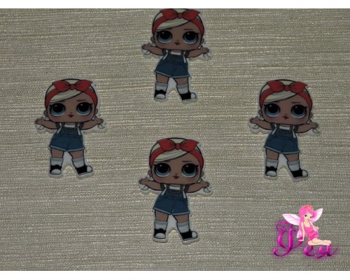 Кабошон-вырубка  38*26 мм, Лол в красной солохе  (пластик)  - 1шт