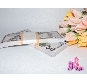 Муляж денег, купюры 50 долларов ( 20 шт)