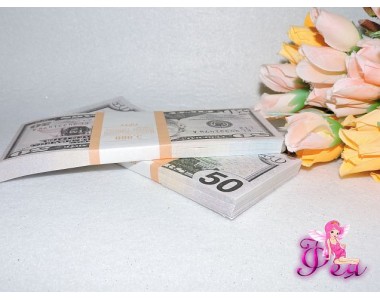 Муляж денег, купюры 50 долларов ( 20 шт)