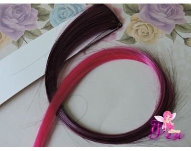 Цветная прядь градиент, 50 см, цв.  черный-ярко-розовый - 1 шт.