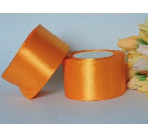 Однотонная атласная лента 50 мм, цв. ярко-оранжевый