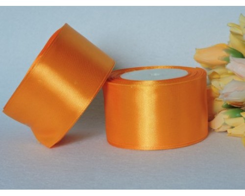Однотонная атласная лента 50 мм, цв. ярко-оранжевый
