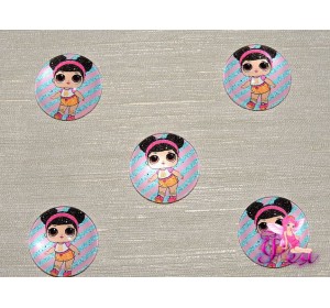 Кабошон стеклянный с рисунком 25 мм "ЛОЛ  спортсменка" - 1шт