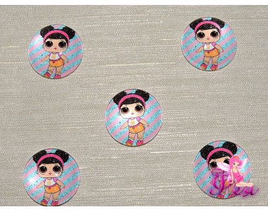 Кабошон стеклянный с рисунком 25 мм "ЛОЛ  спортсменка" - 1шт