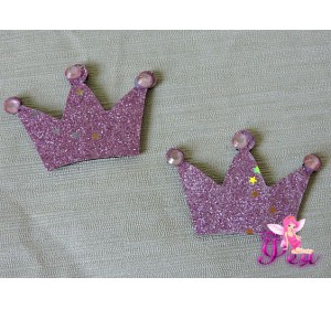 Патч с декором стразы 6*4 см "Корона", розовый - 1шт.