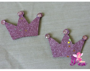 Патч с декором стразы 6*4 см "Корона", розовый - 1шт.