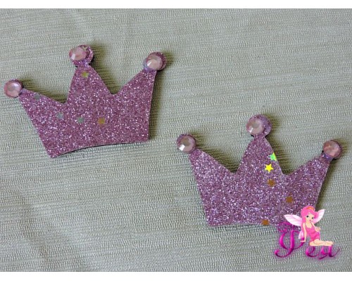 Патч с декором стразы 6*4 см "Корона", розовый - 1шт.