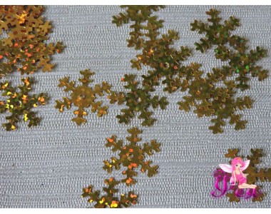 Пайетки "Снежинки" 18 мм, золото (уп 40шт)