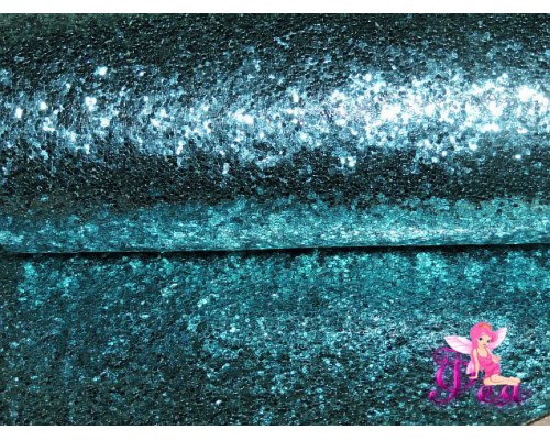  Искусственная кожа "Блестки-ламинация" 0.7 мм, цв. голубой