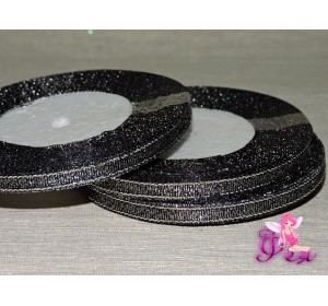 Парча 6мм *23м, цв. черный/серебро - 1м