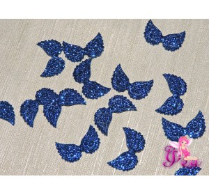 Патч с блестками 2 *1 см "Крылья маленькие", синий (1 шт)