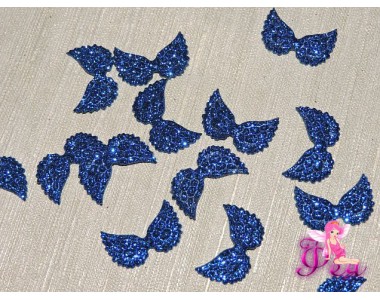 Патч с блестками 2 *1 см "Крылья маленькие", синий (1 шт)