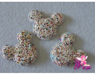 Патч 3D , россыпь пайеток " Микки Маус" 4 см, белый/ розовый