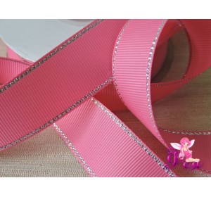 Репсовая лента 25 мм с люрексом,  цв.розовый - 1 м