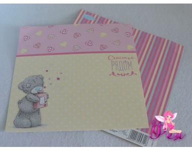 Бумага для скрапбукинга Me to you Время сладостей "Счастье рядом"Размер: 15,5 см х 15,5 см  Плотность: 180 г/м?