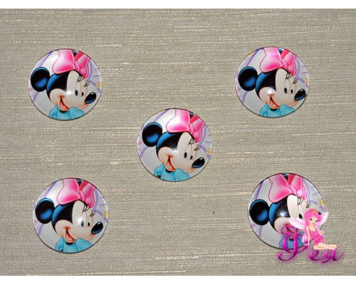 Кабошон стеклянный с рисунком 25 мм "Мини" - 1шт