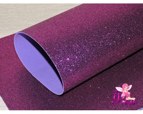 Фоамиран глиттерный 2 мм, цв. фиолетовый - 1 лист.