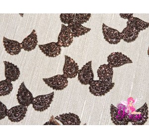 Патч с блестками 2 *1 см "Крылья маленькие", шоколадный (1 шт)