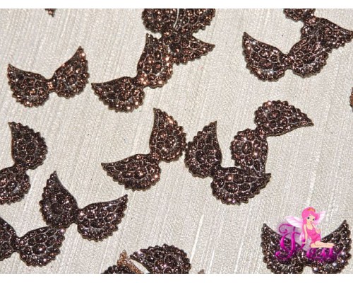 Патч с блестками 2 *1 см "Крылья маленькие", шоколадный (1 шт)