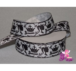 Репсовая лента 25 мм с рисунком " Ученица (Девушка ,корона)" - 1м.