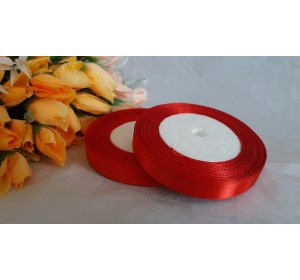 Однотонная атласная лента 12 мм, цв. красный - 1 м.