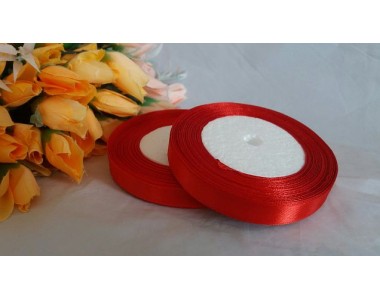 Однотонная атласная лента 12 мм, цв. красный - 1 м.
