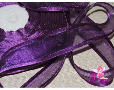 Органза с атласом 25мм,  фиолетового цвета - 1м