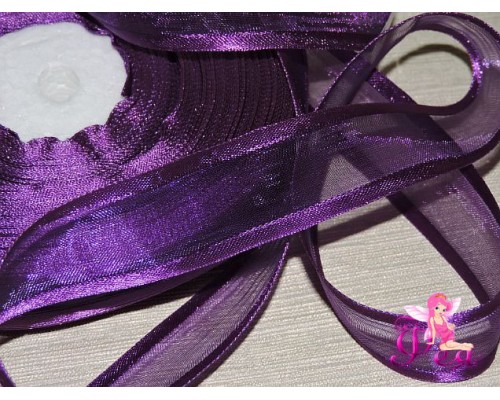Органза с атласом 25мм,  фиолетового цвета - 1м