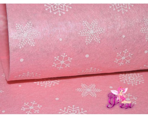 Фетр жесткий  "Снежинки" 1 мм, розовый (1 лист) формата А4