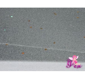 Лист кожзам "Глиттер-звездочки", цв. серебро №6