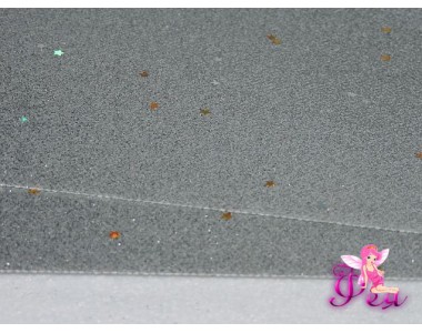 Лист кожзам "Глиттер-звездочки", цв. серебро №6