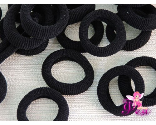 Резинки(бесшовные) для волос 25мм цв.черный, (упак 10 шт)