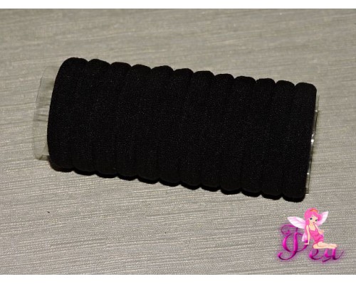 Бесшовные резинки для волос 4 см,  цв. черный в тубе 12 шт