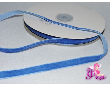 Бархатная лента 1см синего цвета