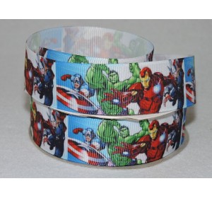 Репсовая лента 25 мм с рисунком, "Мстители"
