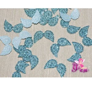 Патч с блестками 2*1 см "Крылья маленькие", голубой (1 шт)