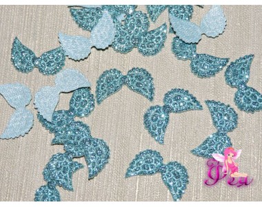 Патч с блестками 2*1 см "Крылья маленькие", голубой (1 шт)