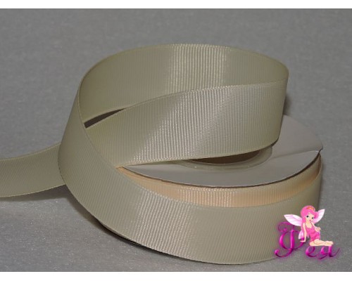 Однотонная репсовая лента 25 мм,  цв. молочный -1 м