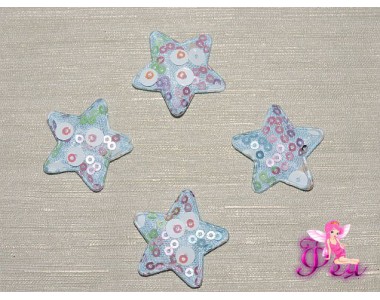 Патч с пайетками 30*30 см, цв.  голубой