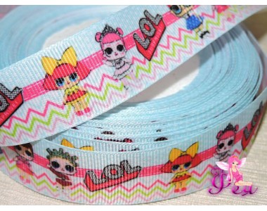 Репсовая лента 25 мм с рисунком  "Лолки 2" (1 м)