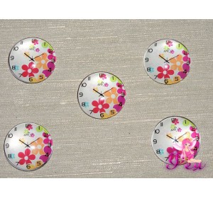 Кабошон стеклянный с рисунком 25 мм "Часики" - 1шт