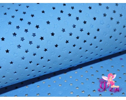 Фоамиран декоративный 2 мм (20*30 см), в  звездочки, цв. синий - 1 лист