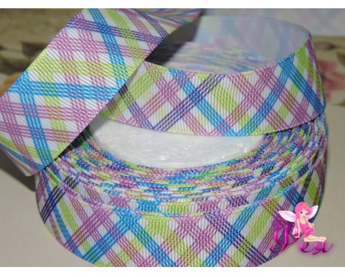 Лента репсовая 25 мм с рисунком "Линии" - 1м