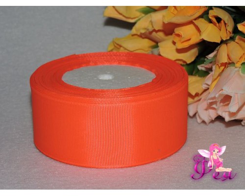 Репсовая лента однотонная 40мм ярко-оранжевого цвета 