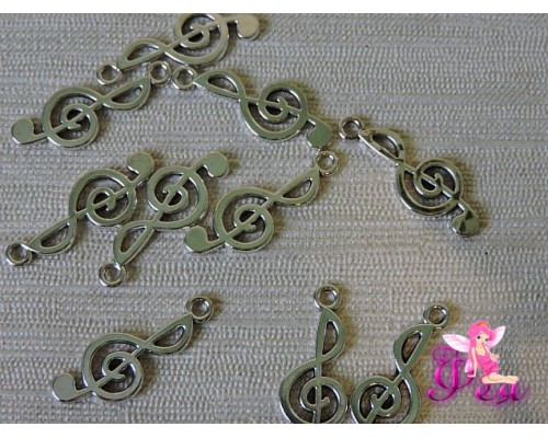 Подвеска металлическая "Скрипичный ключ" 25*10 мм, цв. серебро (1 шт)